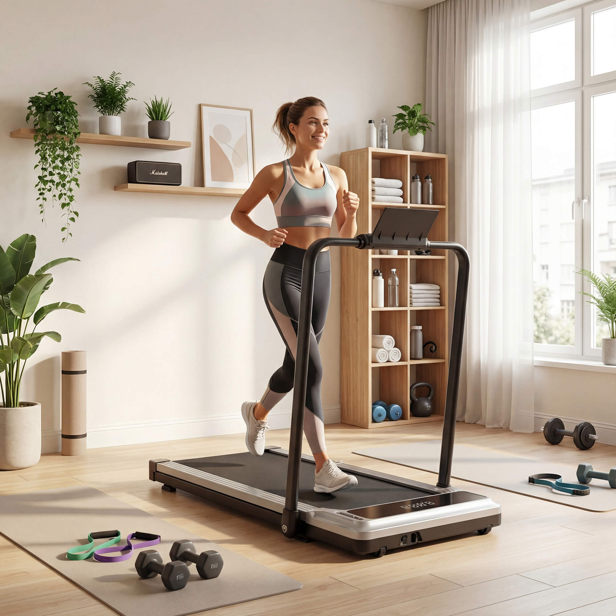 Foldable Treadmill with Handrails