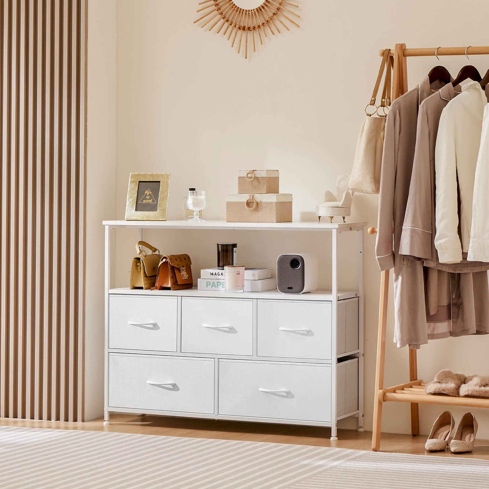 5-Drawer Open Storage TV Stand