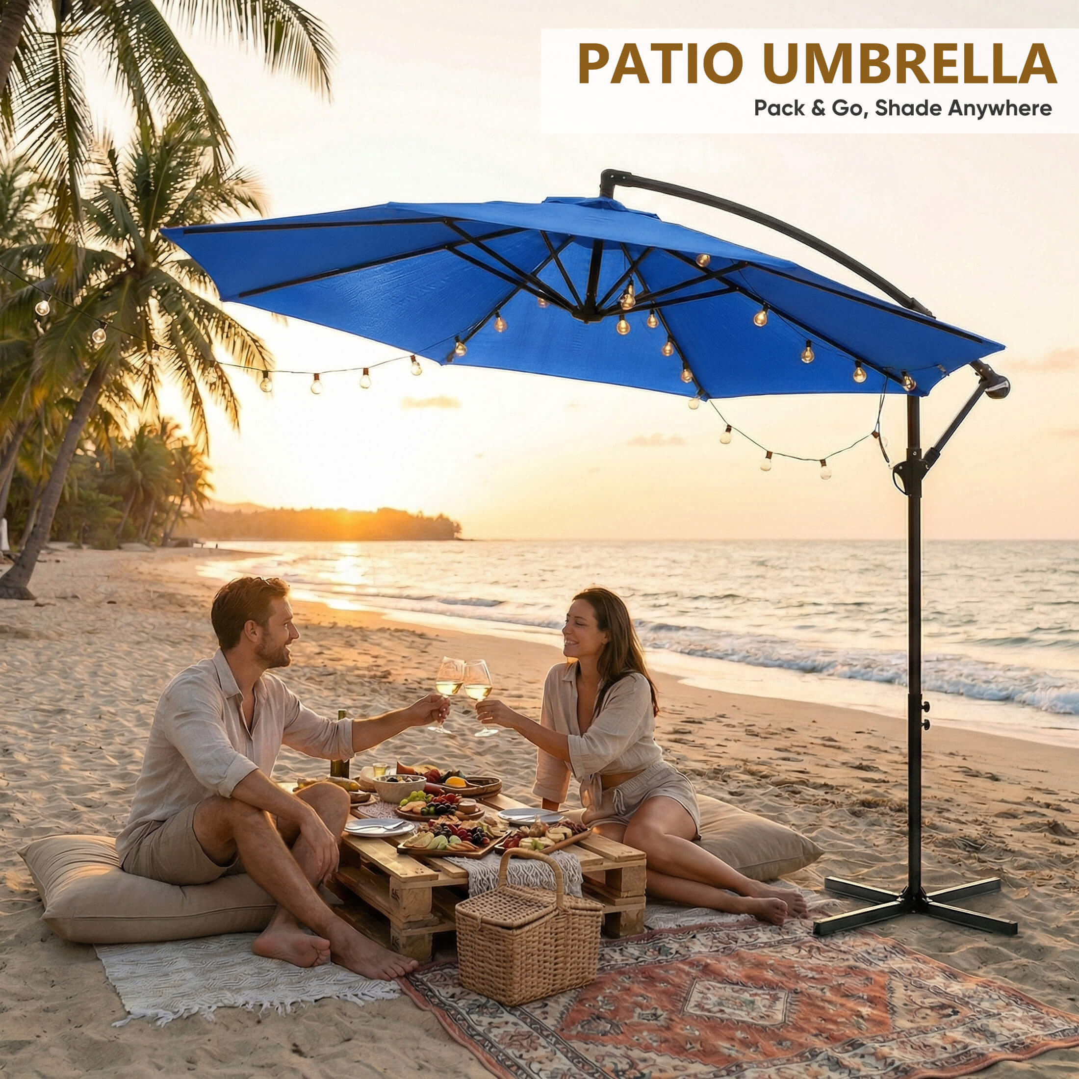 10ft Cantilever Patio Umbrella for Garden, Backyard, Poolside