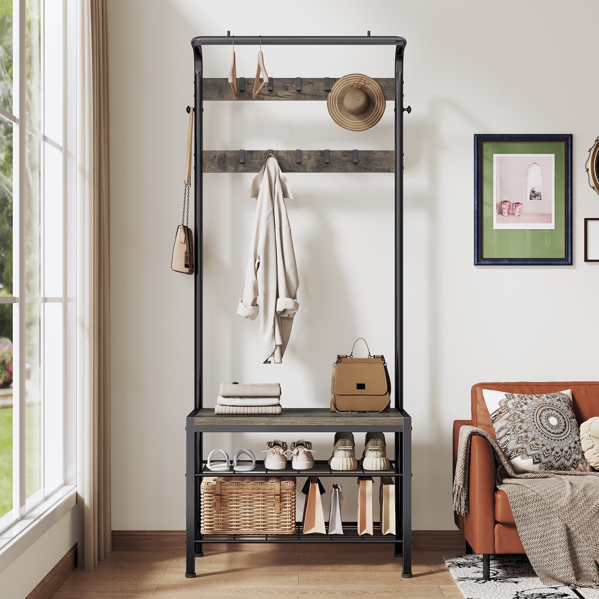 Modern Entryway Hall Tree with Bench