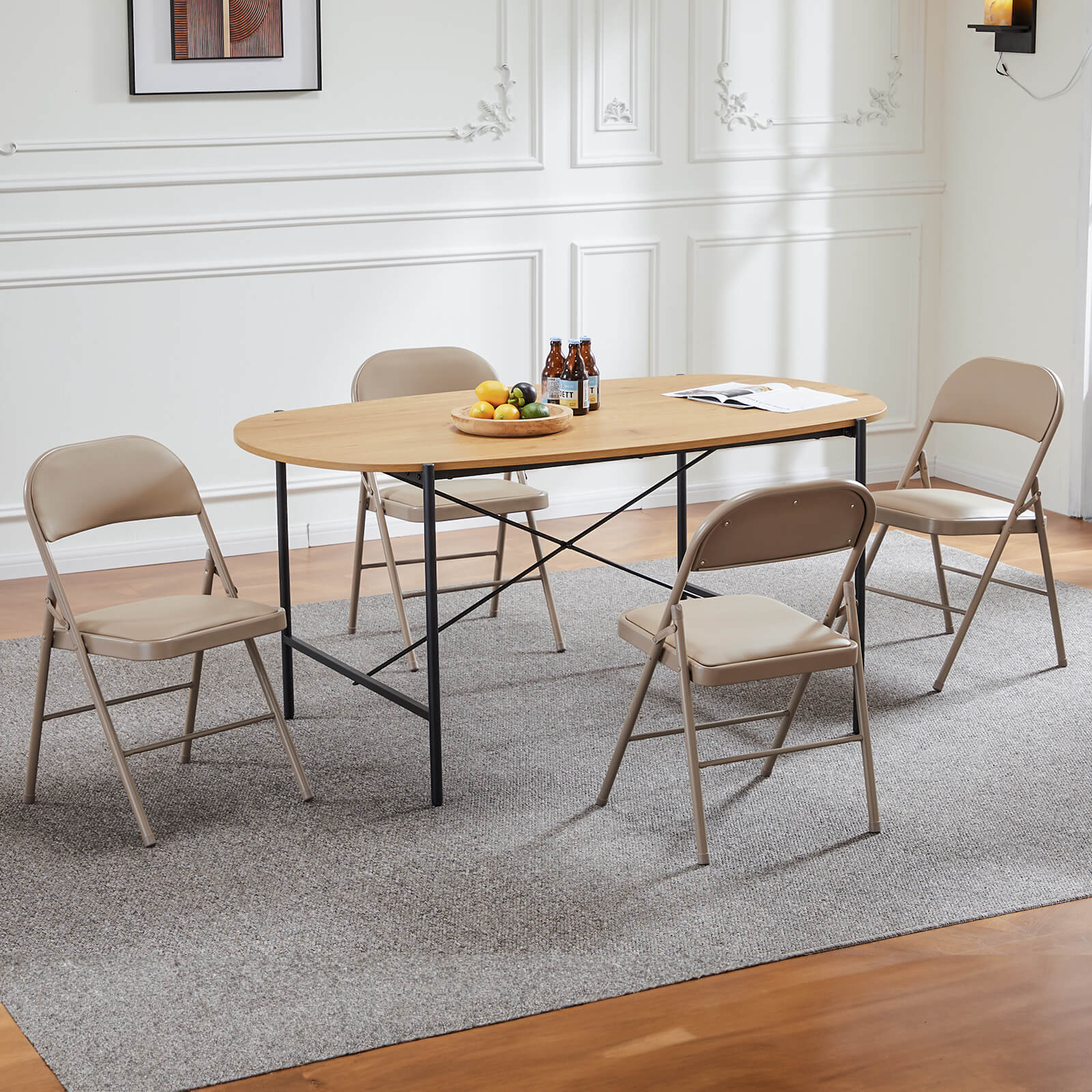 Leather Folding Chair Black