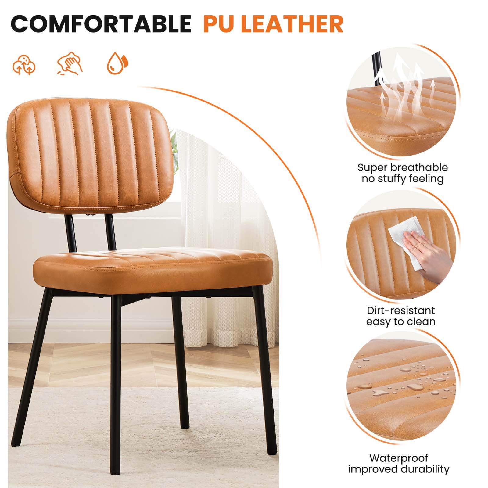 Modern Faux Leather Dining Chairs Set of 2