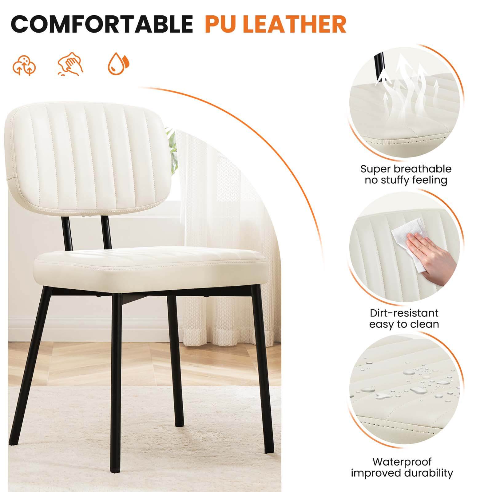 Modern Faux Leather Dining Chairs Set of 2