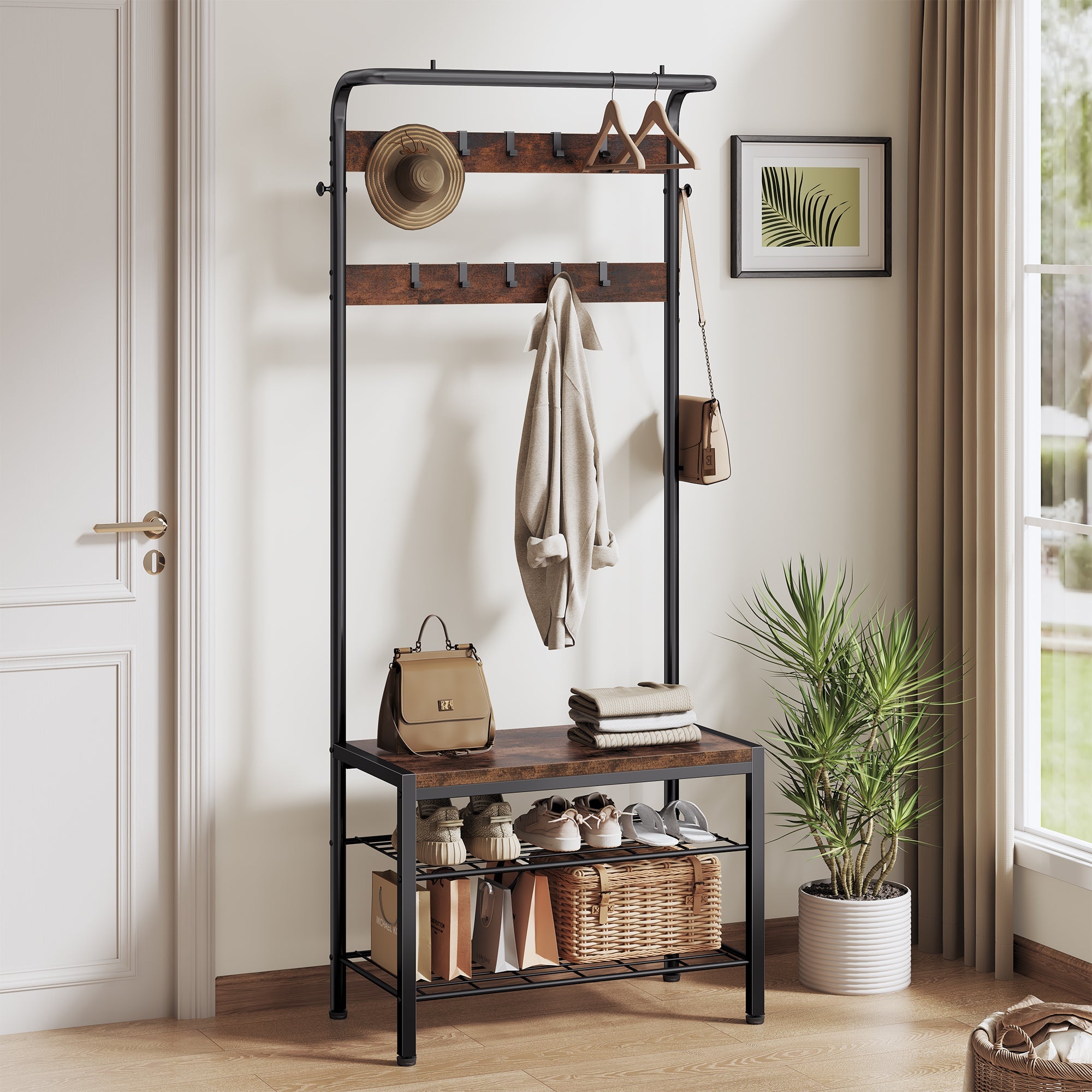 Modern Entryway Hall Tree with Bench
