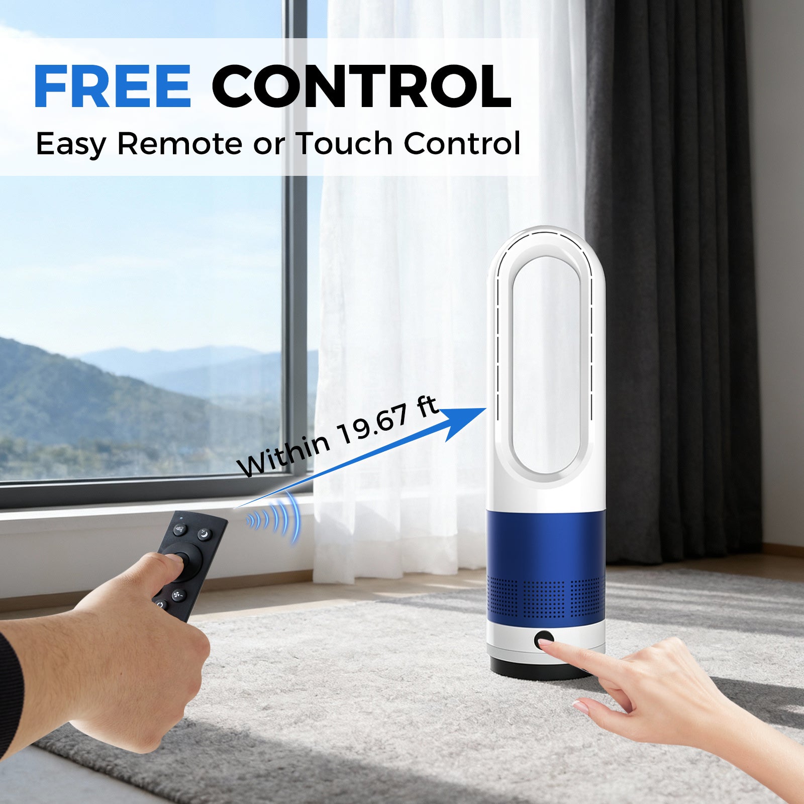 Bladeless Tower Fan 8-Speed 80° Oscillating