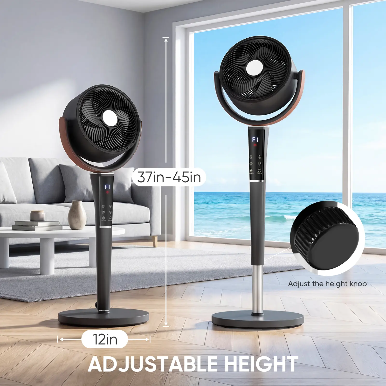 Quiet DC Pedestal Fan for Bedroom – 15 Speeds, 120° Oscillation & Remote Control
