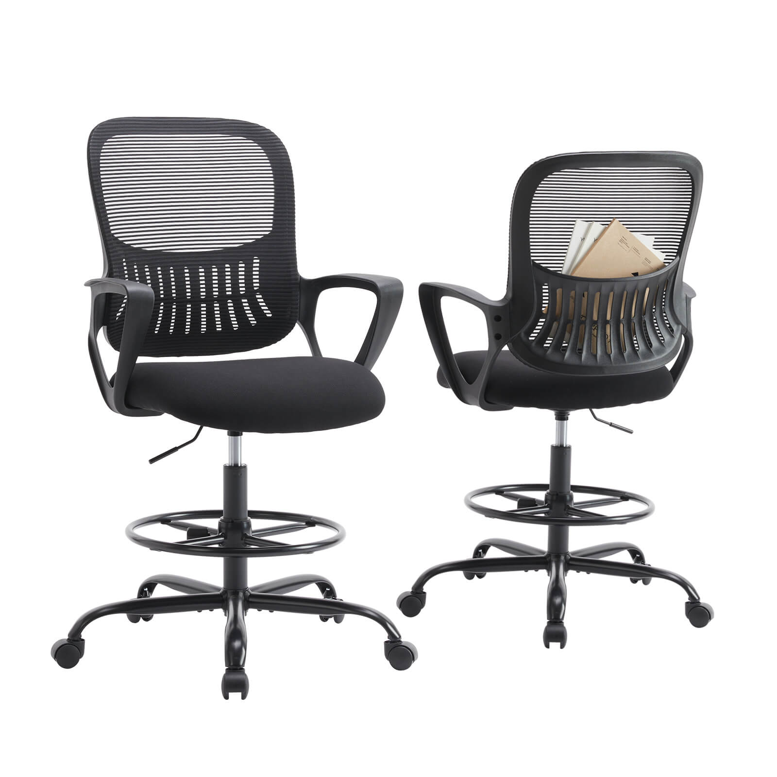 Ergonomic Tall Drafting Chair Height Adjustable