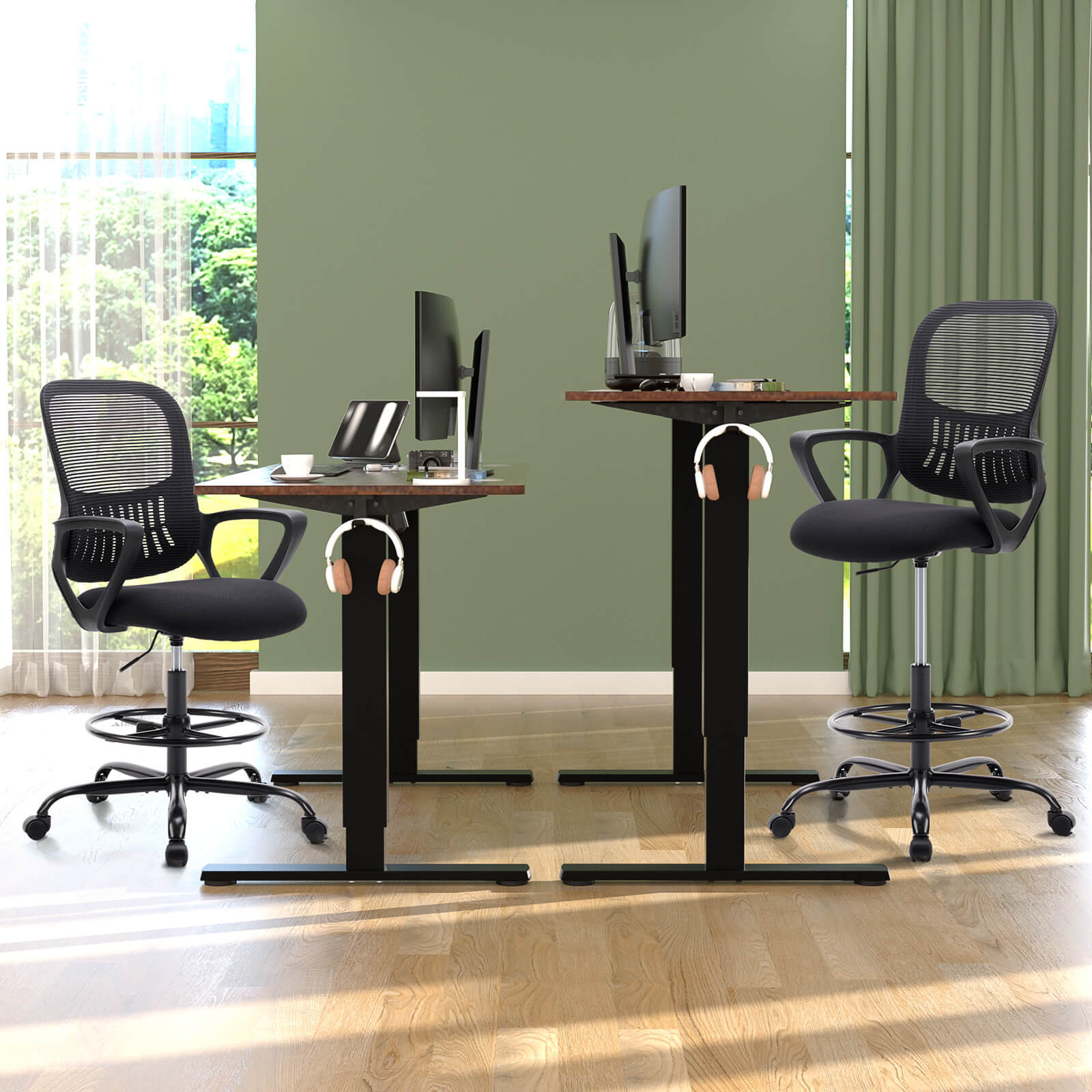Ergonomic Tall Drafting Chair Height Adjustable