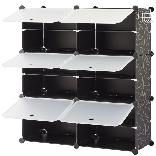 Shoe Storage Cabinet with Door – 6 or 8-Tier Stackable Organizer for Entryway & Bedroom