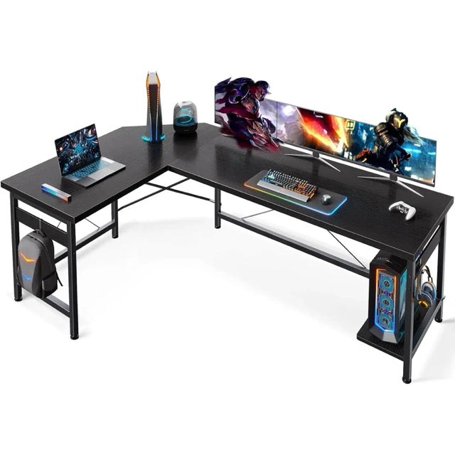 L-Shaped Computer Desk with CPU Stand