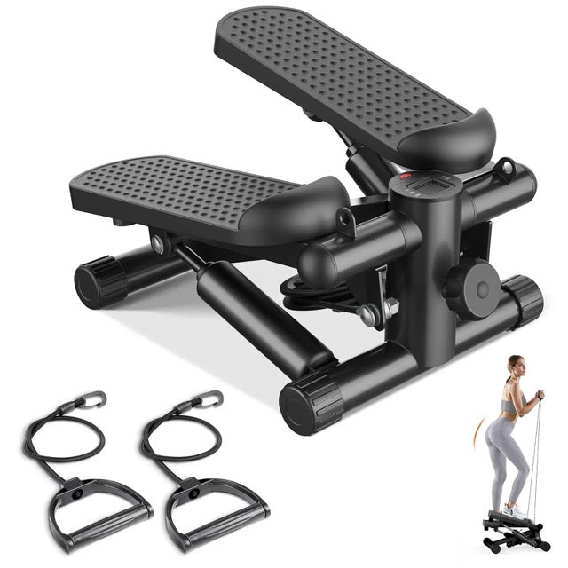 Mini Stepper with Resistance Bands, Adjustable Full Body Workout Machine for Home Fitness