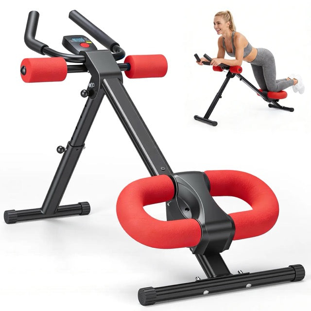 Ab Machine with LCD Display – Adjustable Incline & Height, Foldable Core Trainer, 440 lb Capacity