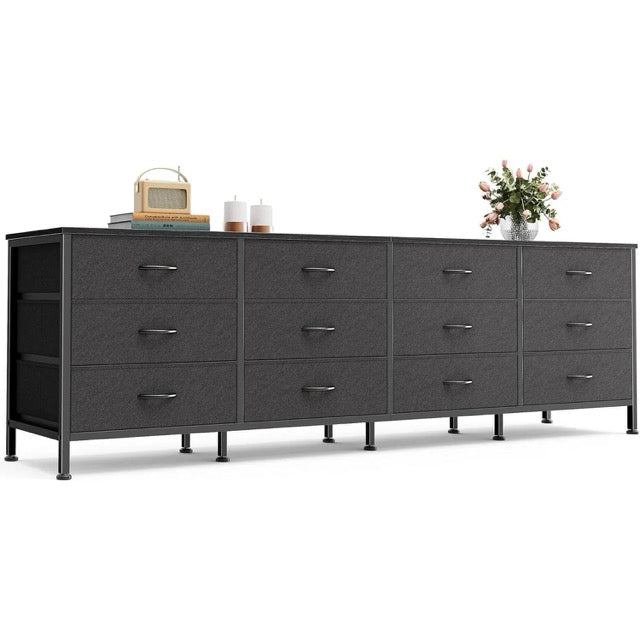 12-Drawer TV Stand & Storage Cabinet with Metal Frame and Adjustable Feet