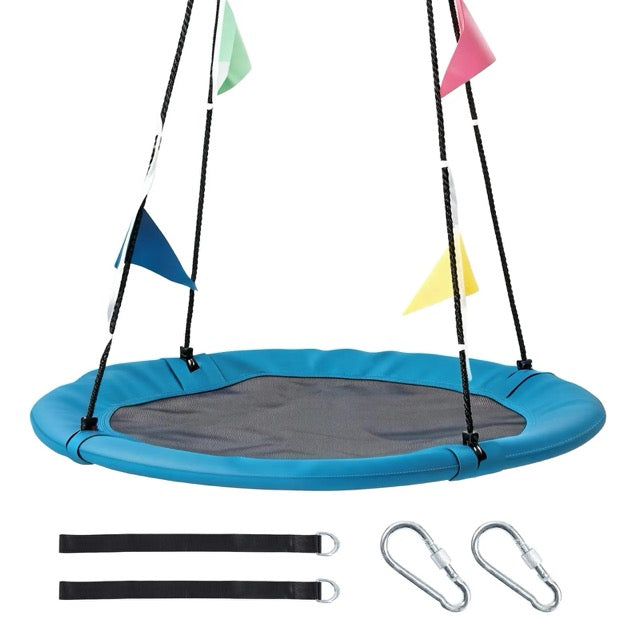 40" Kids Flying Saucer Swing with Detachable Flags – Heavy Duty Outdoor Tree Swing for Kids & Adults (440lbs Capacity, 600D Oxford Fabric)
