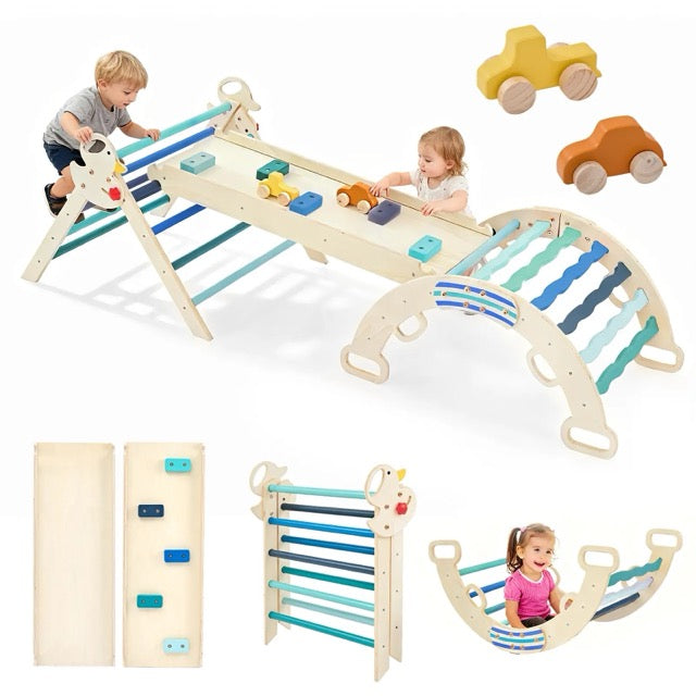 9-in-1 Foldable Wooden Montessori Climbing Playset