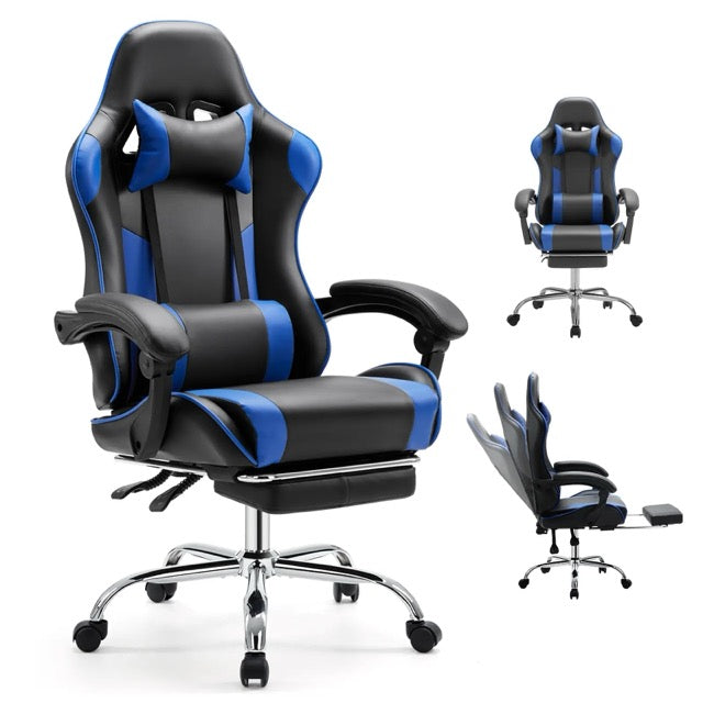 Gaming Chair with Footrest and Lumbar Support