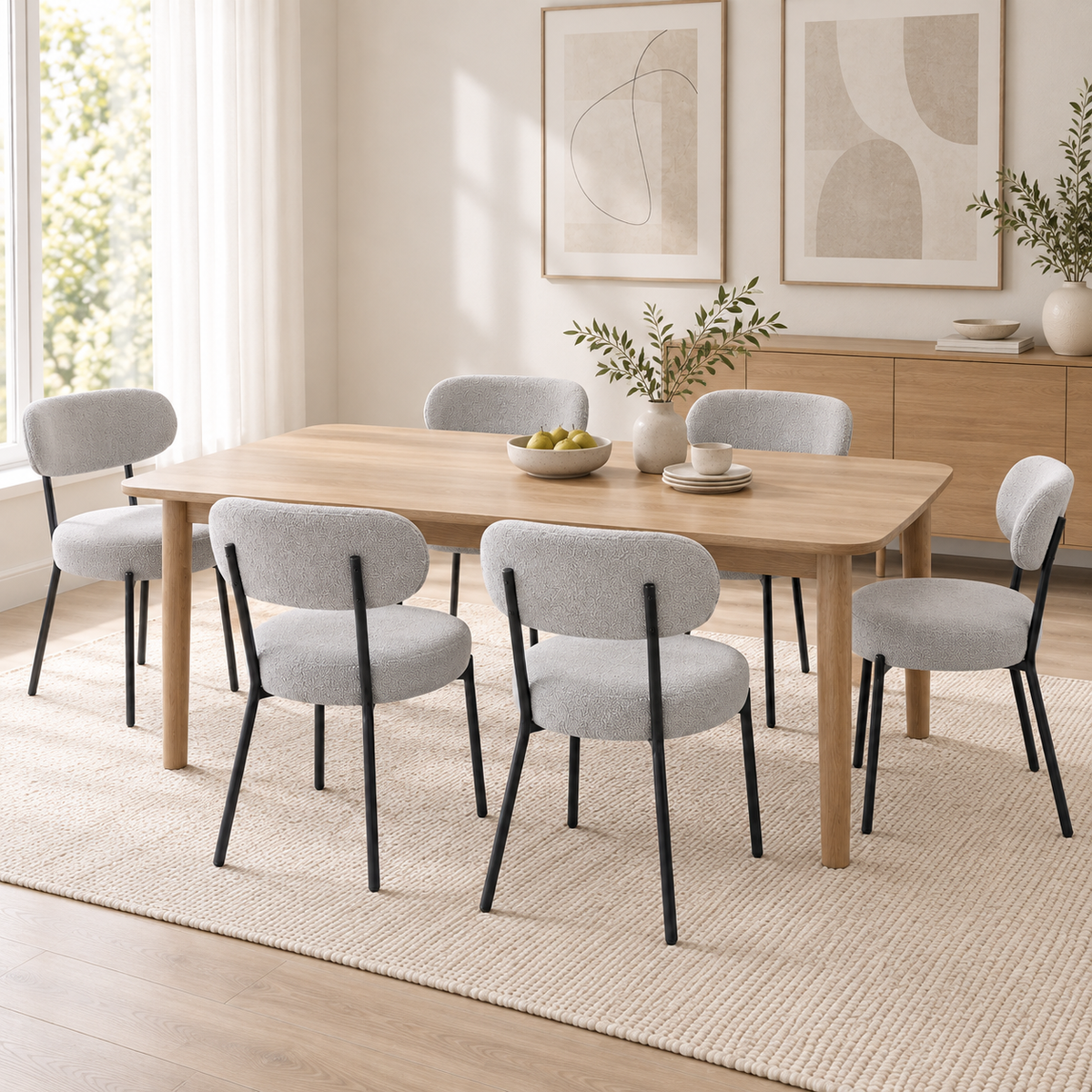Upholstered Dining Chairs with Cushioned Seats & Steel Frame