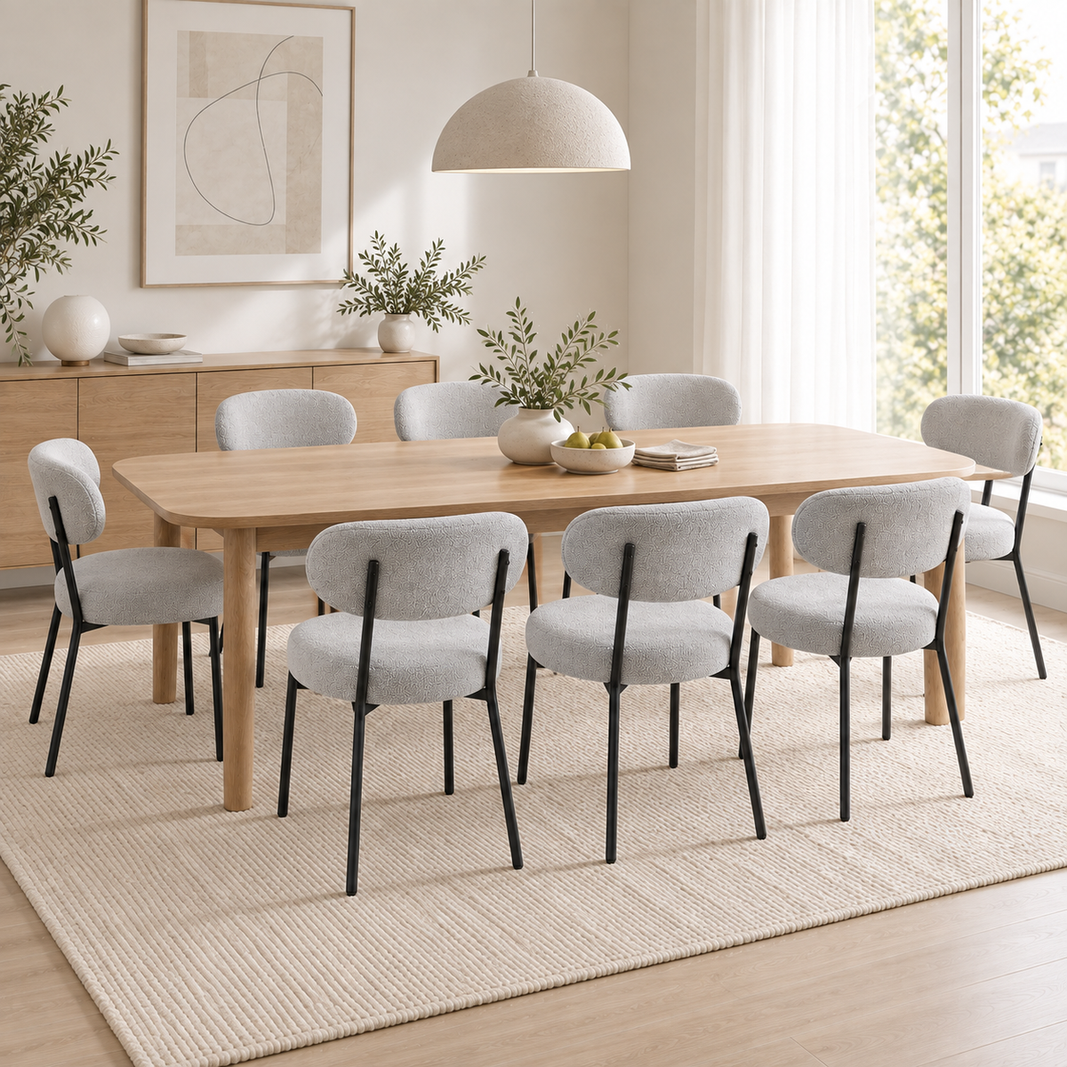 Upholstered Dining Chairs with Cushioned Seats & Steel Frame