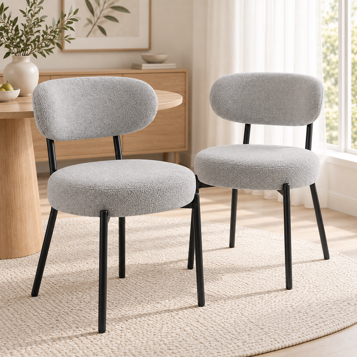 Upholstered Dining Chairs with Cushioned Seats & Steel Frame