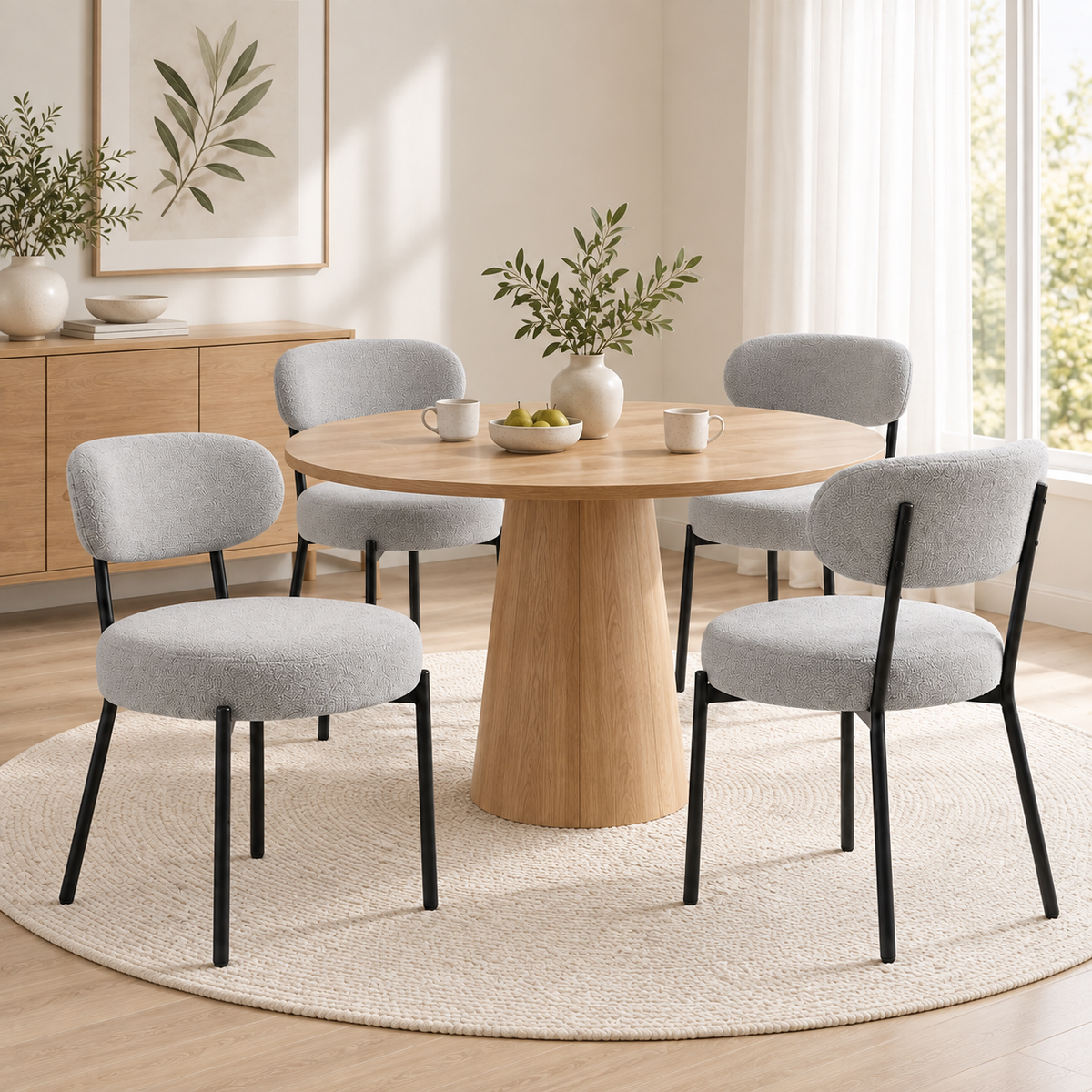 Upholstered Dining Chairs with Cushioned Seats & Steel Frame