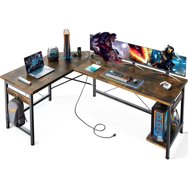 L-Shaped Computer Desk with CPU Stand