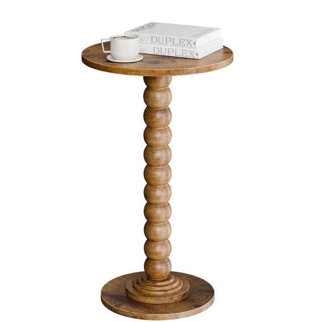 Round Side Table with Waterproof Top | Compact Wood Accent End Table for Sofa, Bedside & Small Spaces