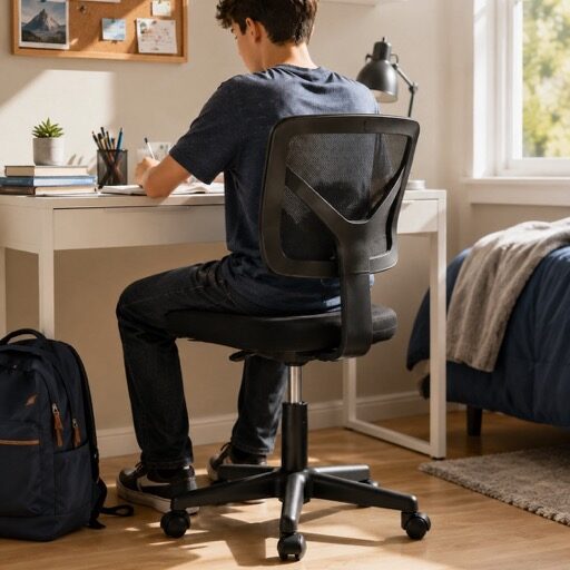 Armless Mesh Back Desk Chair – Ergonomic Low-Back Swivel Chair with Adjustable Height, 5 Colors