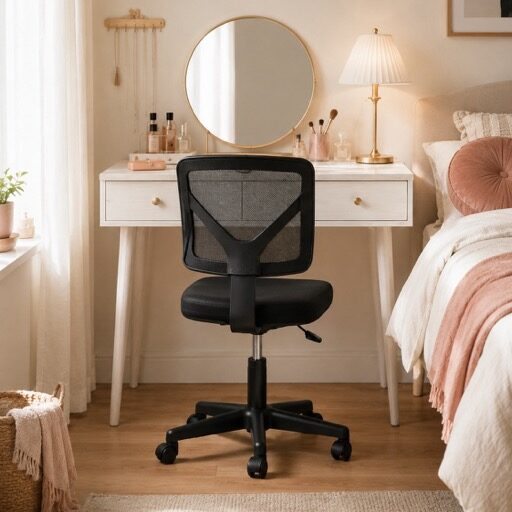 Armless Mesh Back Desk Chair – Ergonomic Low-Back Swivel Chair with Adjustable Height, 5 Colors