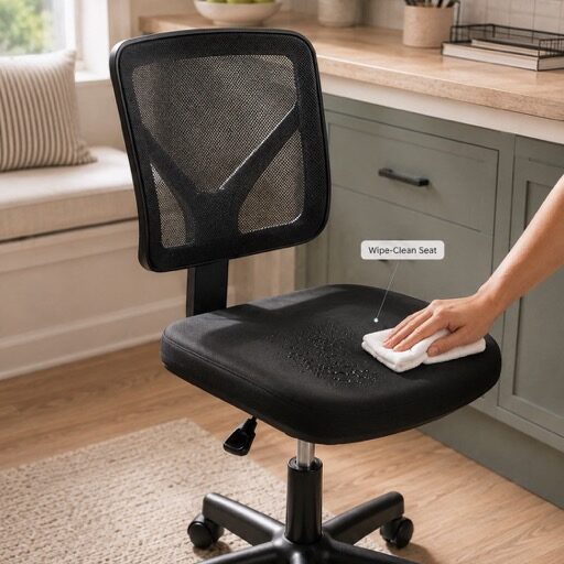 Armless Mesh Back Desk Chair – Ergonomic Low-Back Swivel Chair with Adjustable Height, 5 Colors