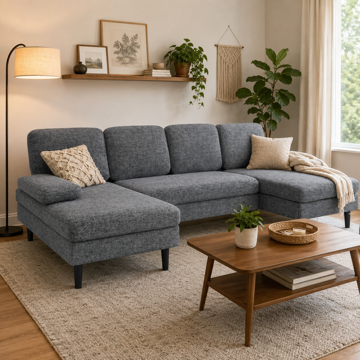 U-Shaped Modular Chenille Sectional Sofa
