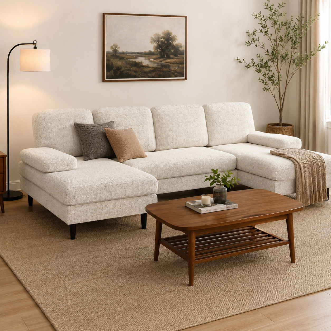 U-Shaped Modular Chenille Sectional Sofa