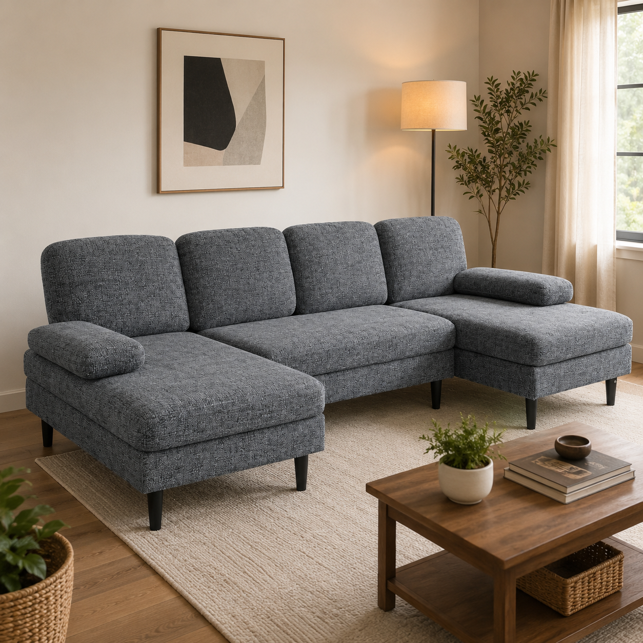 U-Shaped Modular Chenille Sectional Sofa