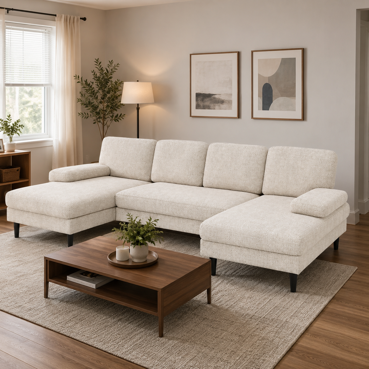 U-Shaped Modular Chenille Sectional Sofa
