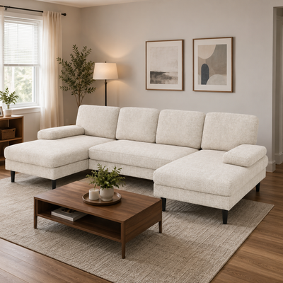 U-Shaped Modular Chenille Sectional Sofa