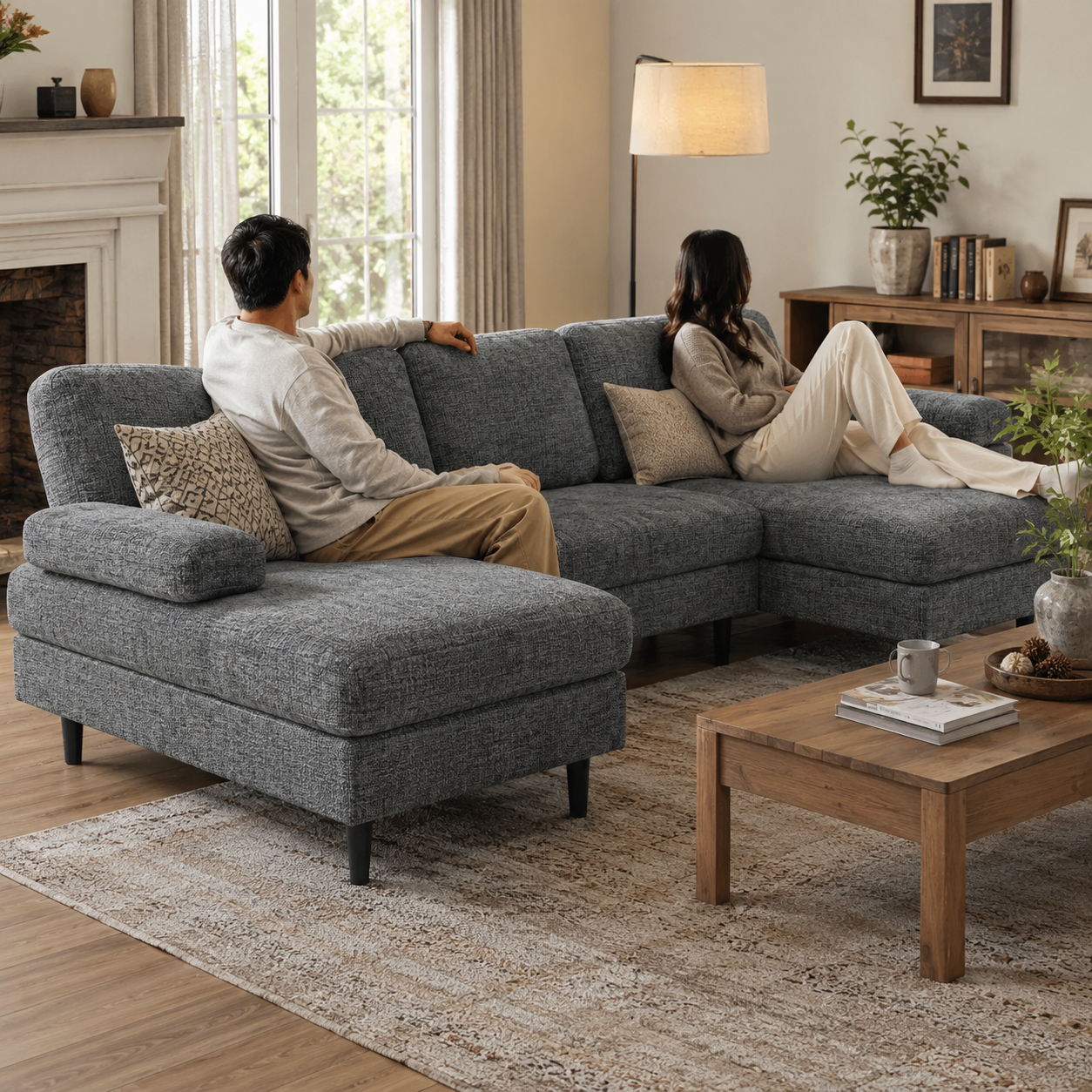 U-Shaped Modular Chenille Sectional Sofa