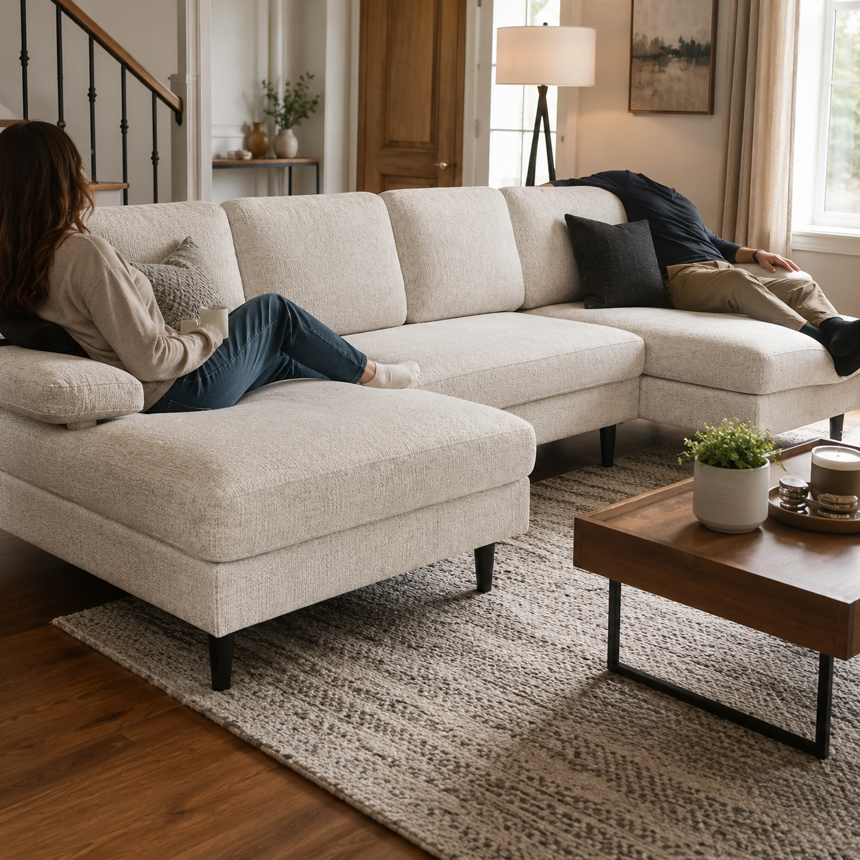 U-Shaped Modular Chenille Sectional Sofa