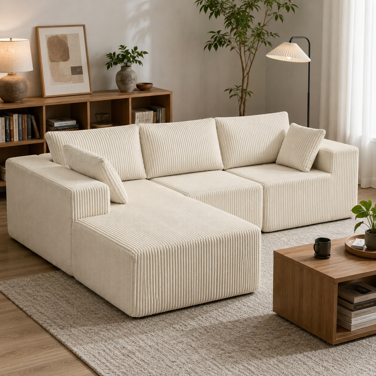 108" Modular Corduroy Sectional Sofa