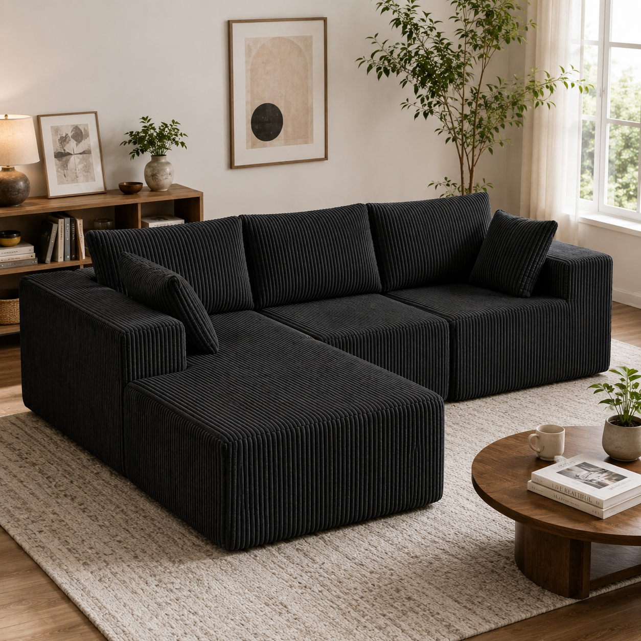 108" Modular Corduroy Sectional Sofa