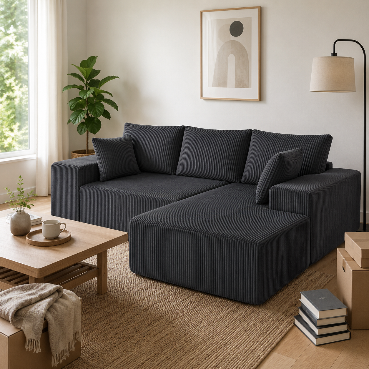 108" Modular Corduroy Sectional Sofa