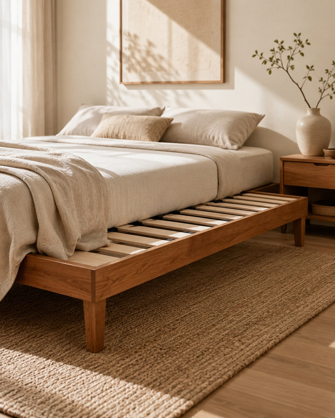 Warebay Solid Wood Platform Bed Frame