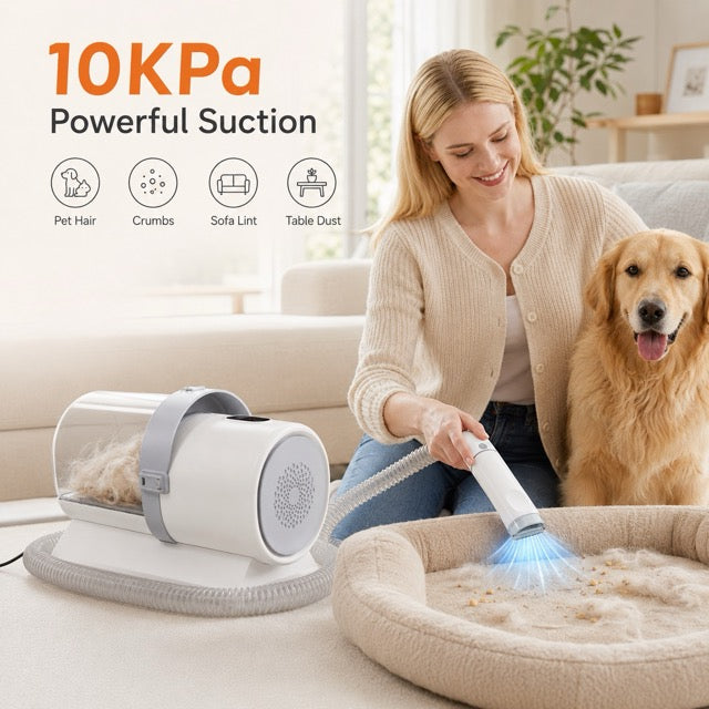5-in-1 Dog & Cat Grooming Vacuum Kit with Clippers, 10 kPa Suction & 2.5 L Dust Cup