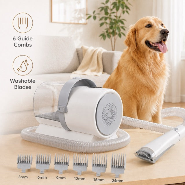 5-in-1 Dog & Cat Grooming Vacuum Kit with Clippers, 10 kPa Suction & 2.5 L Dust Cup