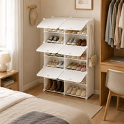 Shoe Storage Cabinet with Door – 6 or 8-Tier Stackable Organizer for Entryway & Bedroom