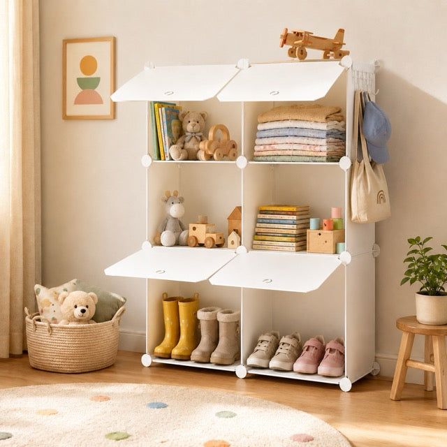 Shoe Storage Cabinet with Door – 6 or 8-Tier Stackable Organizer for Entryway & Bedroom