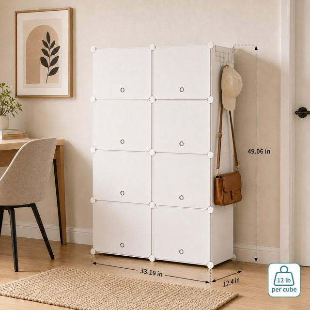 Shoe Storage Cabinet with Door – 6 or 8-Tier Stackable Organizer for Entryway & Bedroom