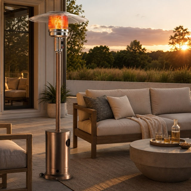 48,000 BTU Propane Patio Heater – Double-Layer Stainless Steel Burner, Tabletop & Safety Shutoff