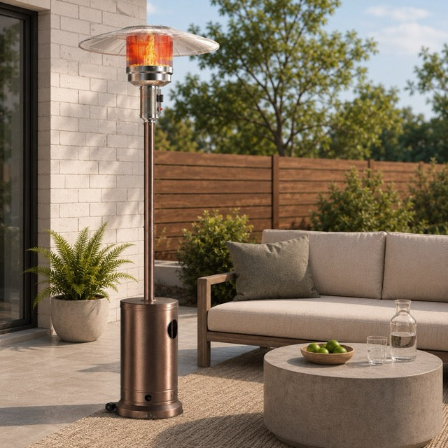 48,000 BTU Propane Patio Heater – Double-Layer Stainless Steel Burner, Tabletop & Safety Shutoff