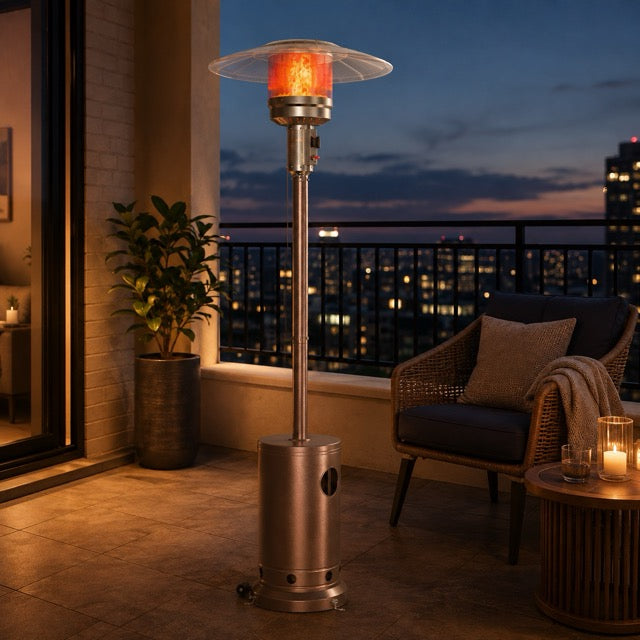 48,000 BTU Propane Patio Heater – Double-Layer Stainless Steel Burner, Tabletop & Safety Shutoff