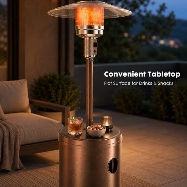 48,000 BTU Propane Patio Heater – Double-Layer Stainless Steel Burner, Tabletop & Safety Shutoff