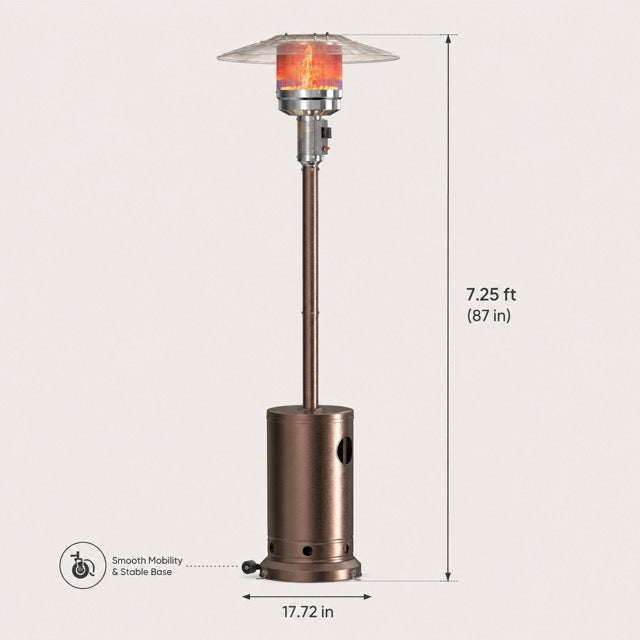 48,000 BTU Propane Patio Heater – Double-Layer Stainless Steel Burner, Tabletop & Safety Shutoff